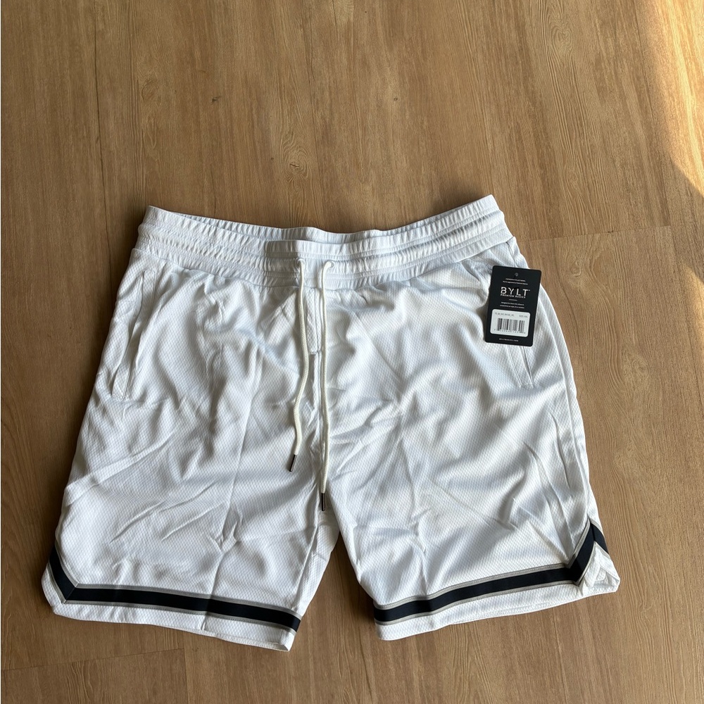 Men’s BYLT black white mesh basketball Training Shorts XXL
